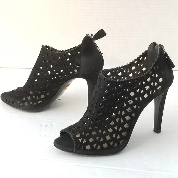 Prada cutout Black booties heels
